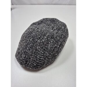 Stetson Hat Flat Cap Fitted Mens M Gray Herringbone Wool Tweed Lined Handmade